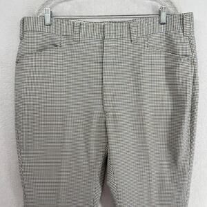 Vintage HAGGAR Pants Mens 40x30 Wide Leg Hipster Dress Slacks Check Plaid Gray